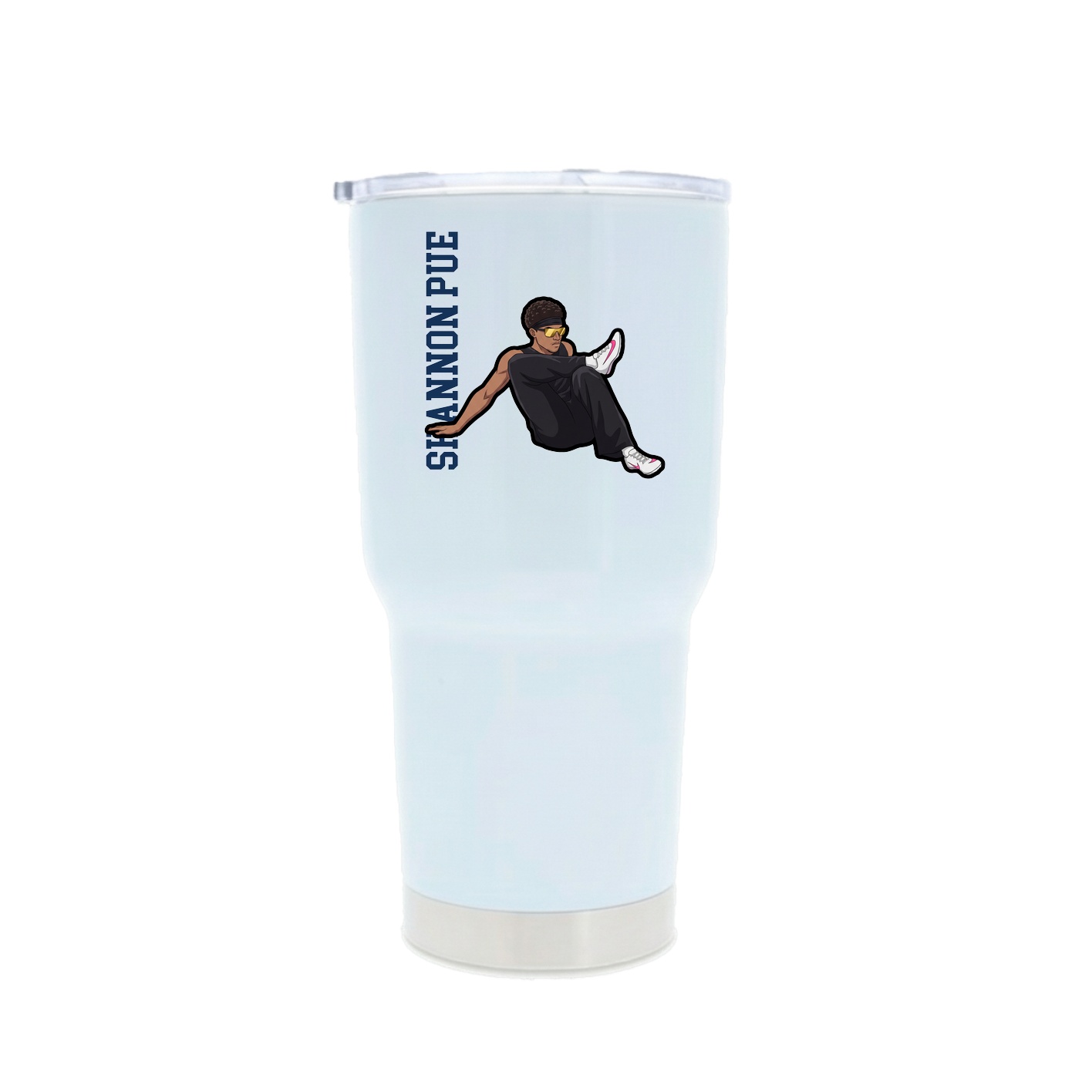 30oz Stainless Steel Tumbler — Name Vertical in White