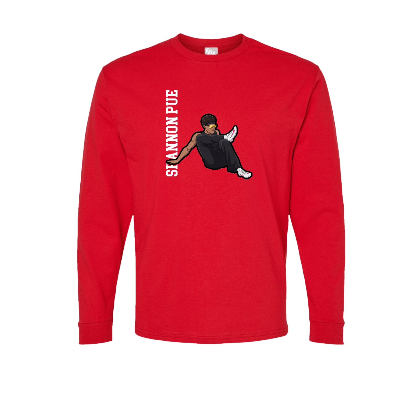 Long Sleeve Tee — Name Vertical in Red