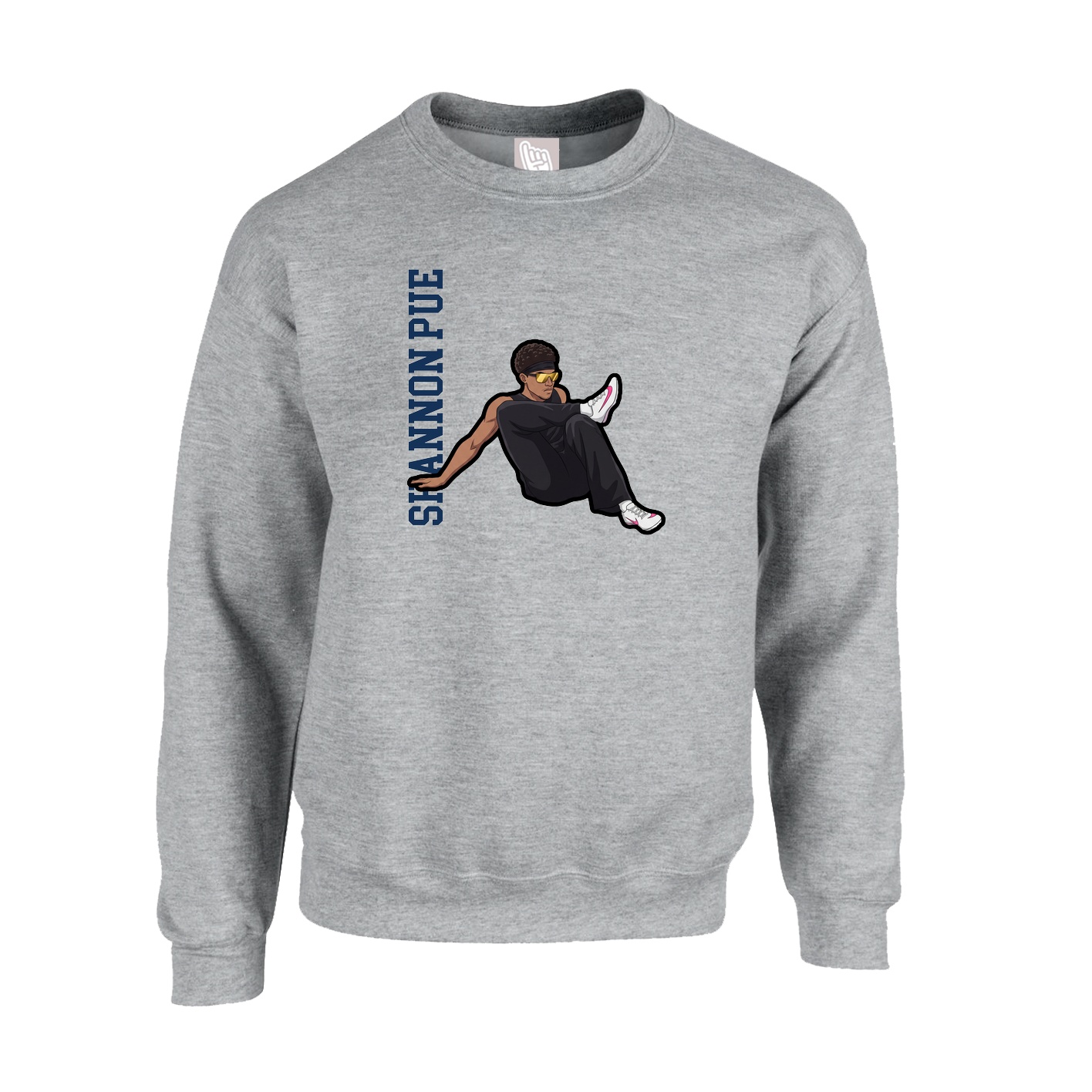 Fleece Crew — Name Vertical in Grey