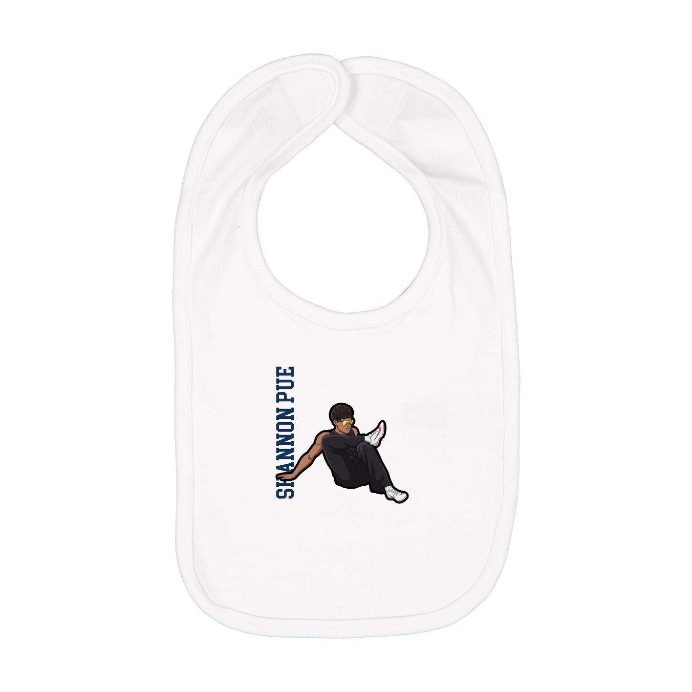 Infant Bib — Name Vertical in White