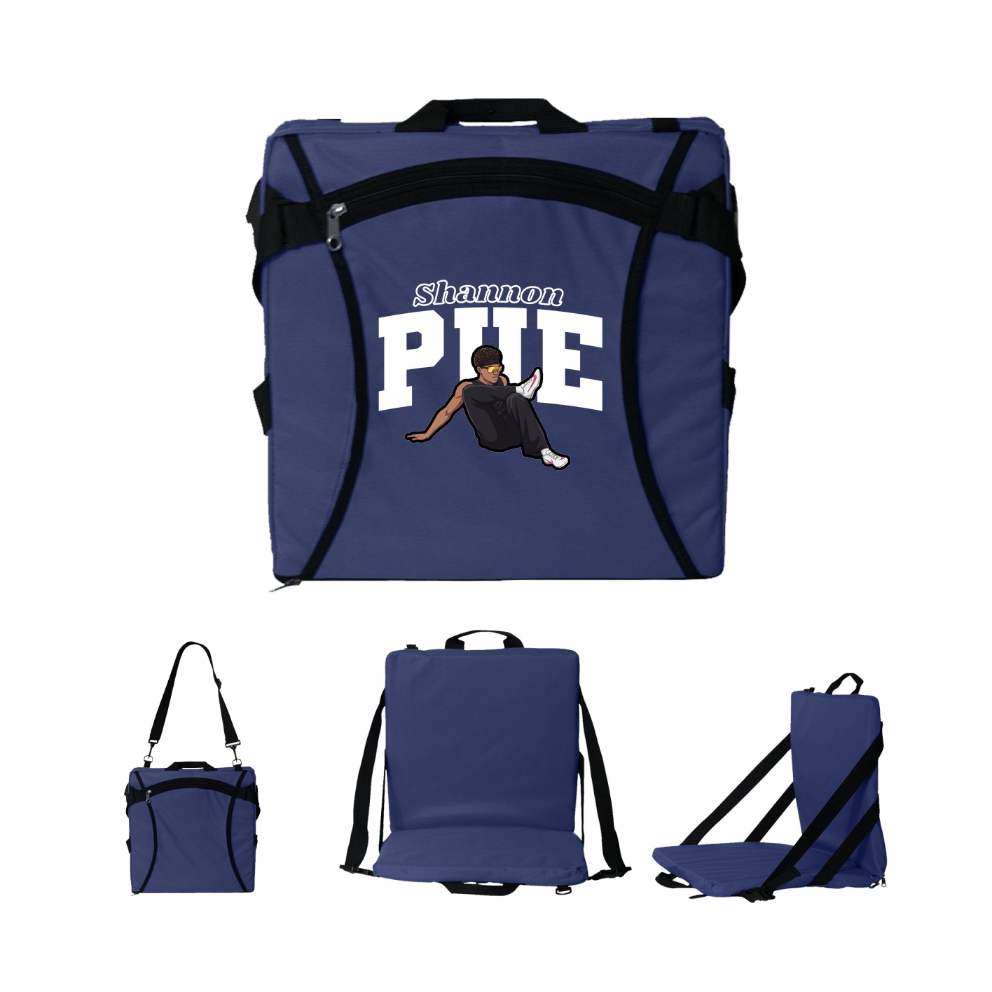 Folding Stadium Seat — Name Arch in Navy