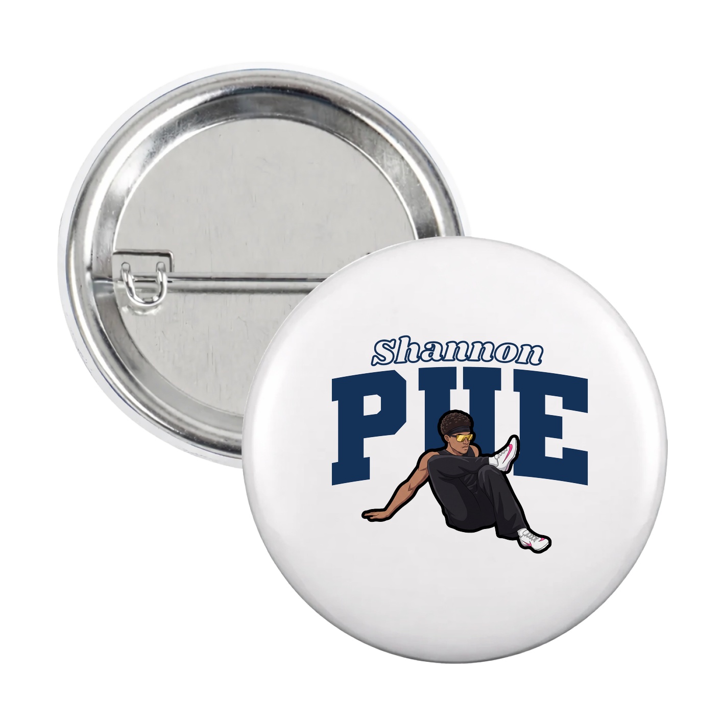Game Day Button — Name Arch in White