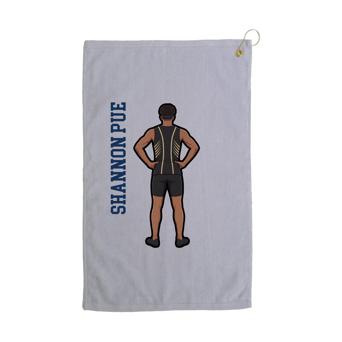 Golf Towel — Name Vertical in Grey
