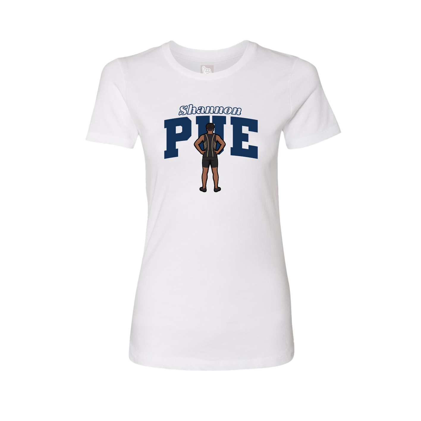 Fitted Women's Tee — Name Arch in White