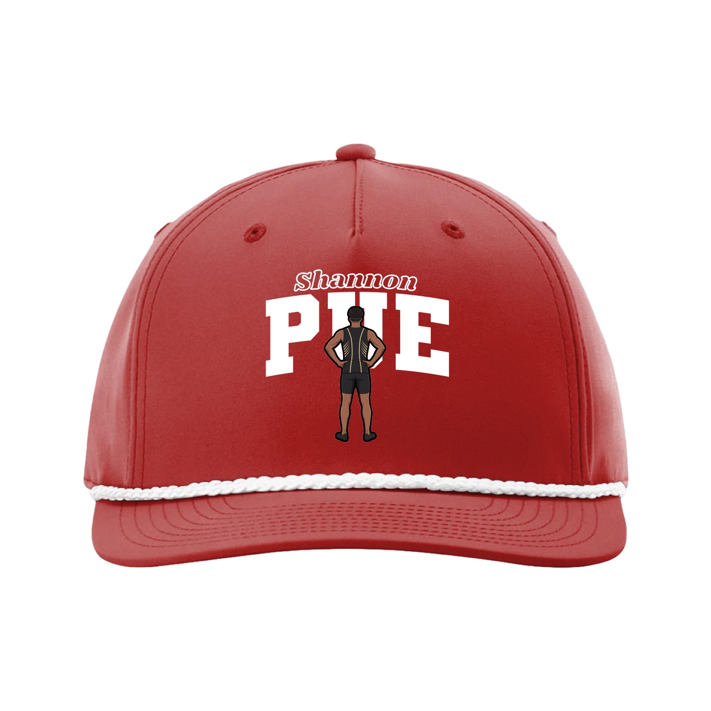 Five-Panel Classic Rope Cap — Name Arch in Red