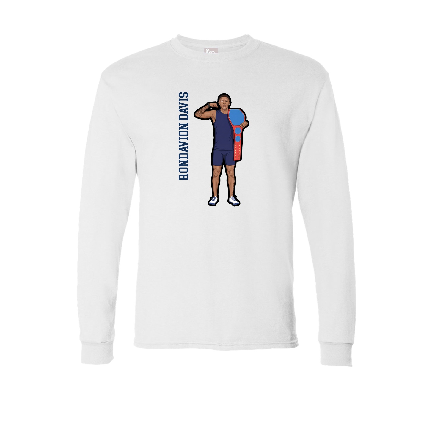 Long Sleeve Tee — Name Vertical in White