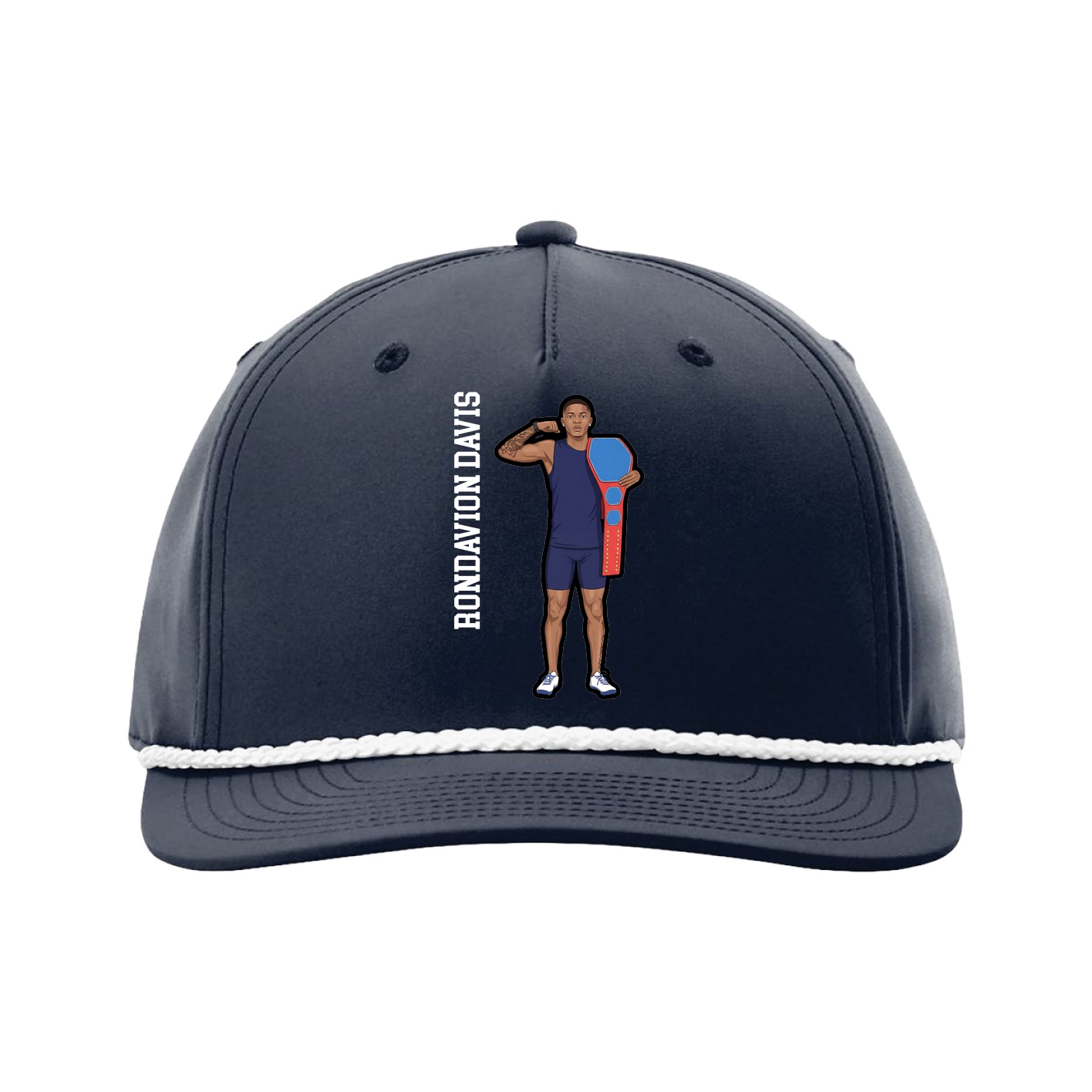 Five-Panel Classic Rope Cap — Name Vertical in Navy