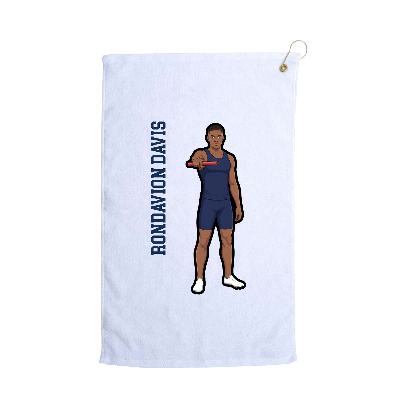 Golf Towel — Name Vertical in White