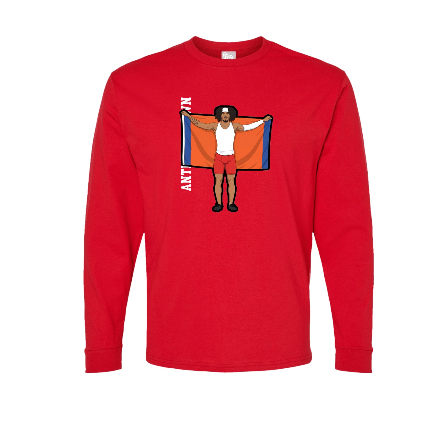Long Sleeve Tee — Name Vertical in Red