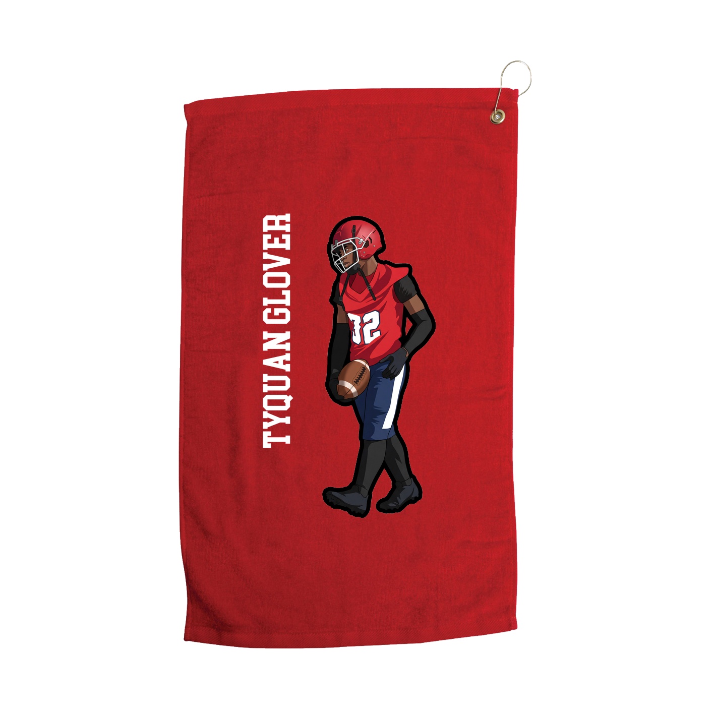 Golf Towel — Name Vertical in Red