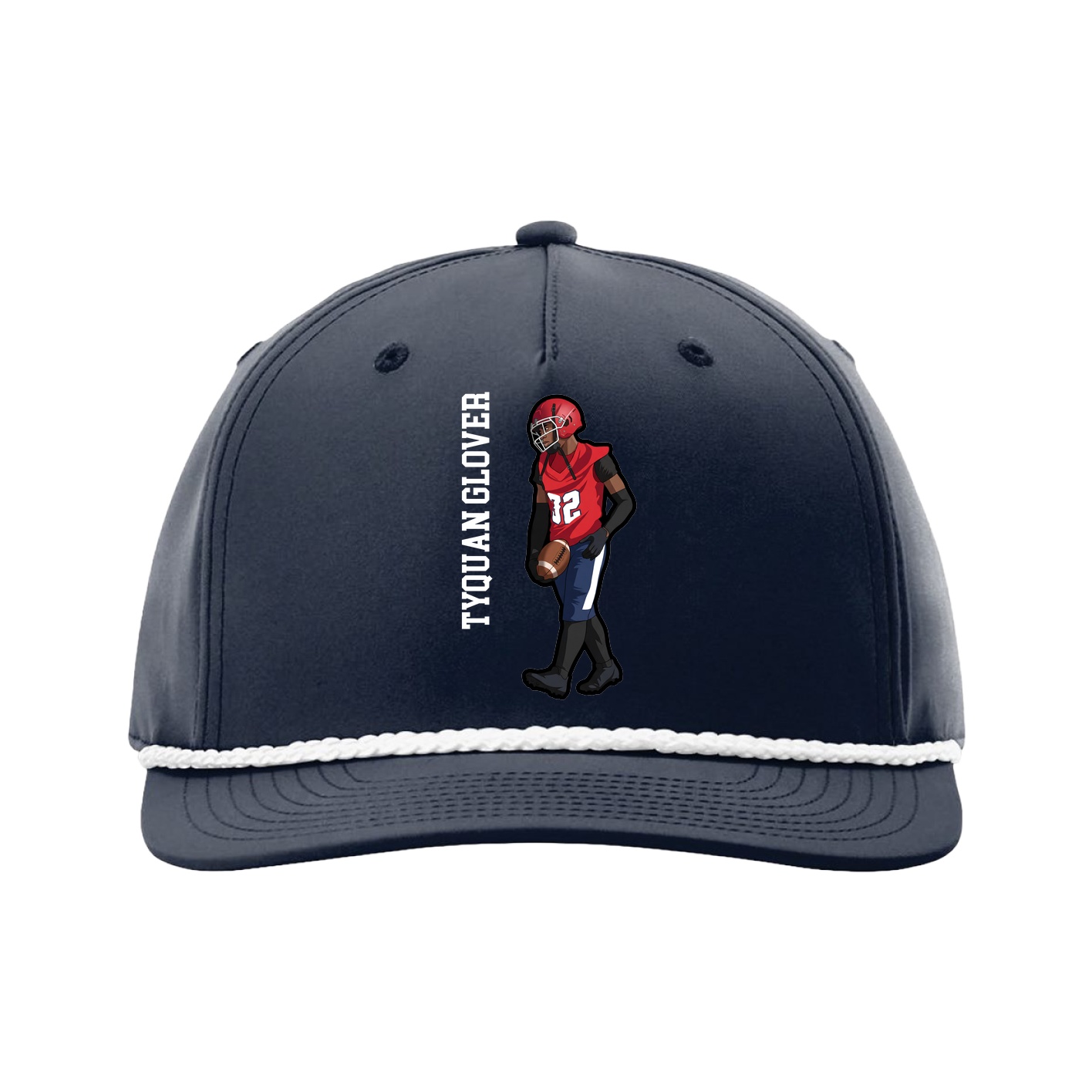Five-Panel Classic Rope Cap — Name Vertical in Navy