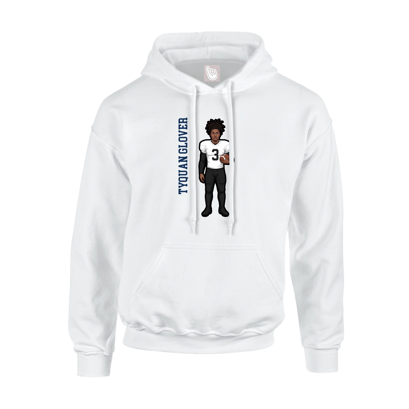 Youth Hoodie — Name Vertical in White
