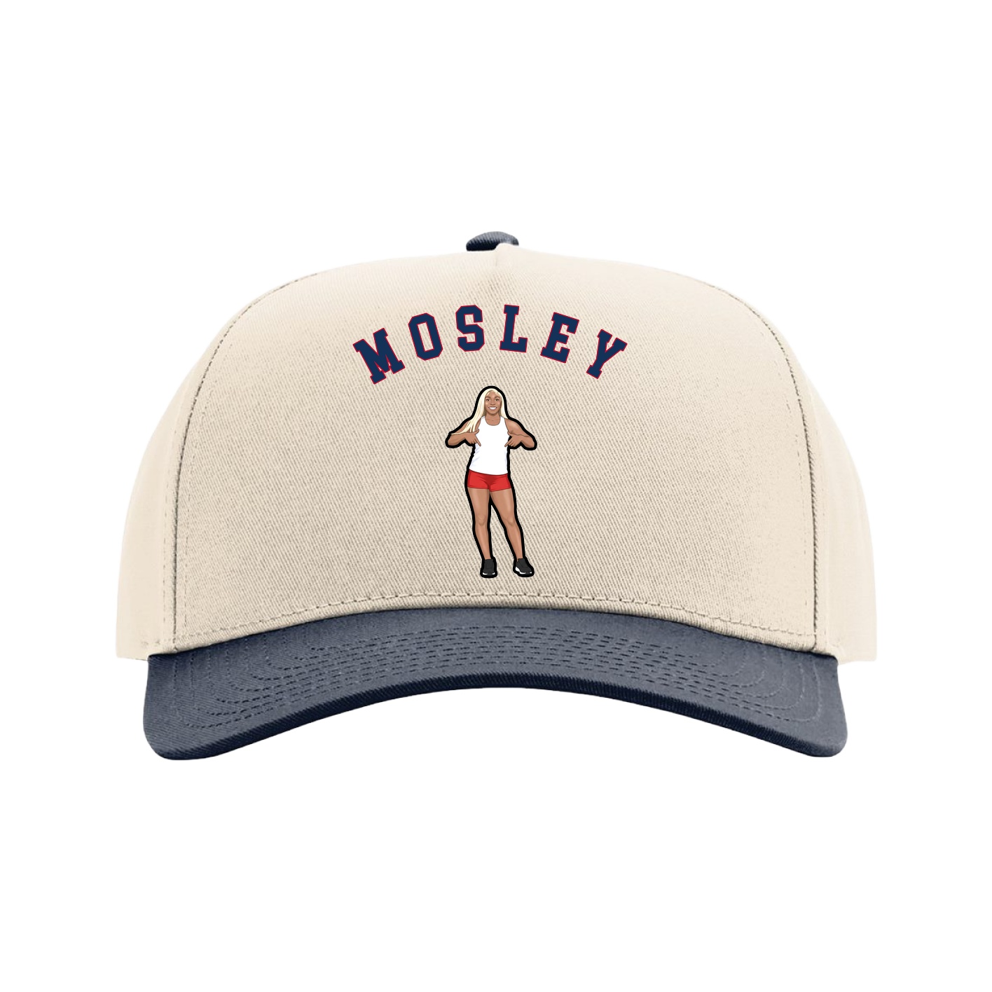 Full Fabric Five-Panel Champ Cap — Shirsey Arch in Cream/Navy