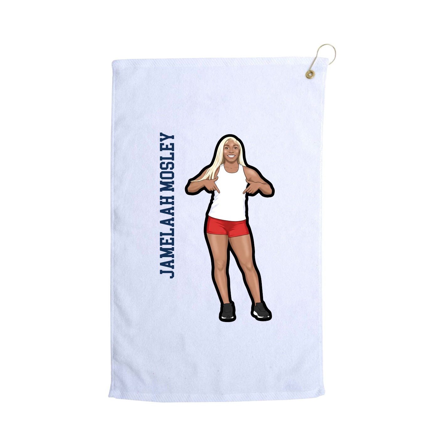 Golf Towel — Name Vertical in White
