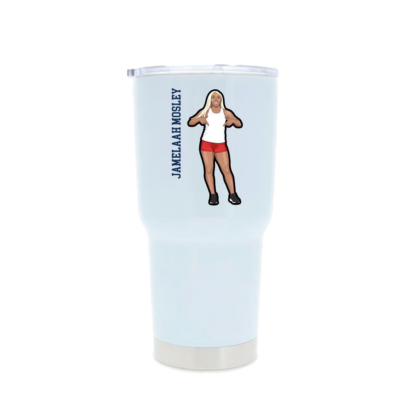 30oz Stainless Steel Tumbler — Name Vertical in White