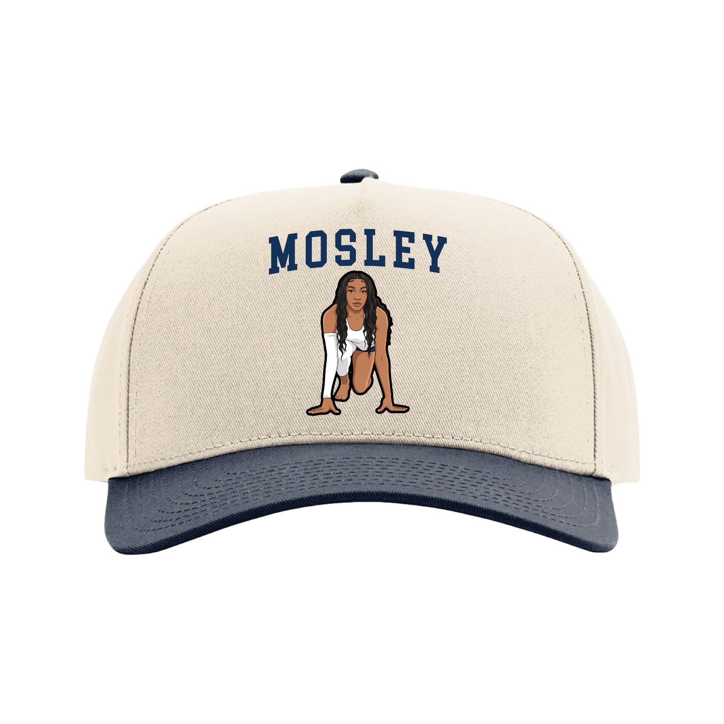 Full Fabric Five-Panel Champ Cap — Shirsey in Cream/Navy