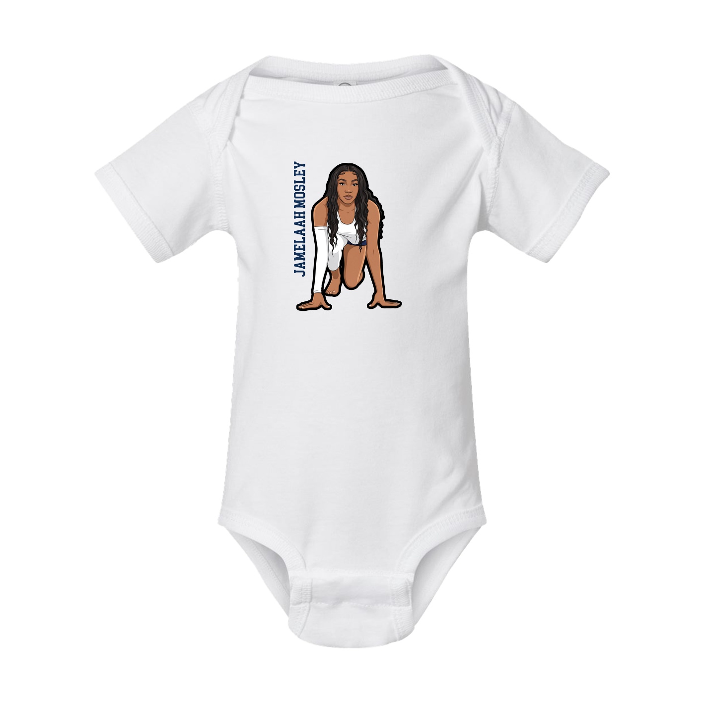 Baby Onesie — Name Vertical in White