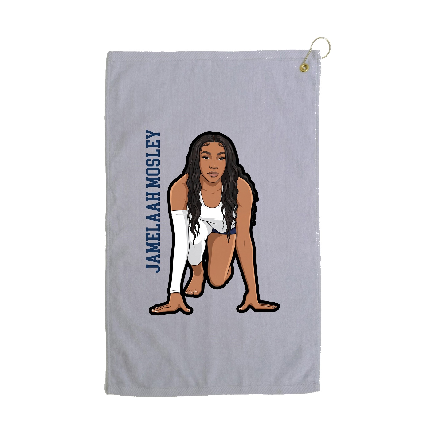 Golf Towel — Name Vertical in Grey