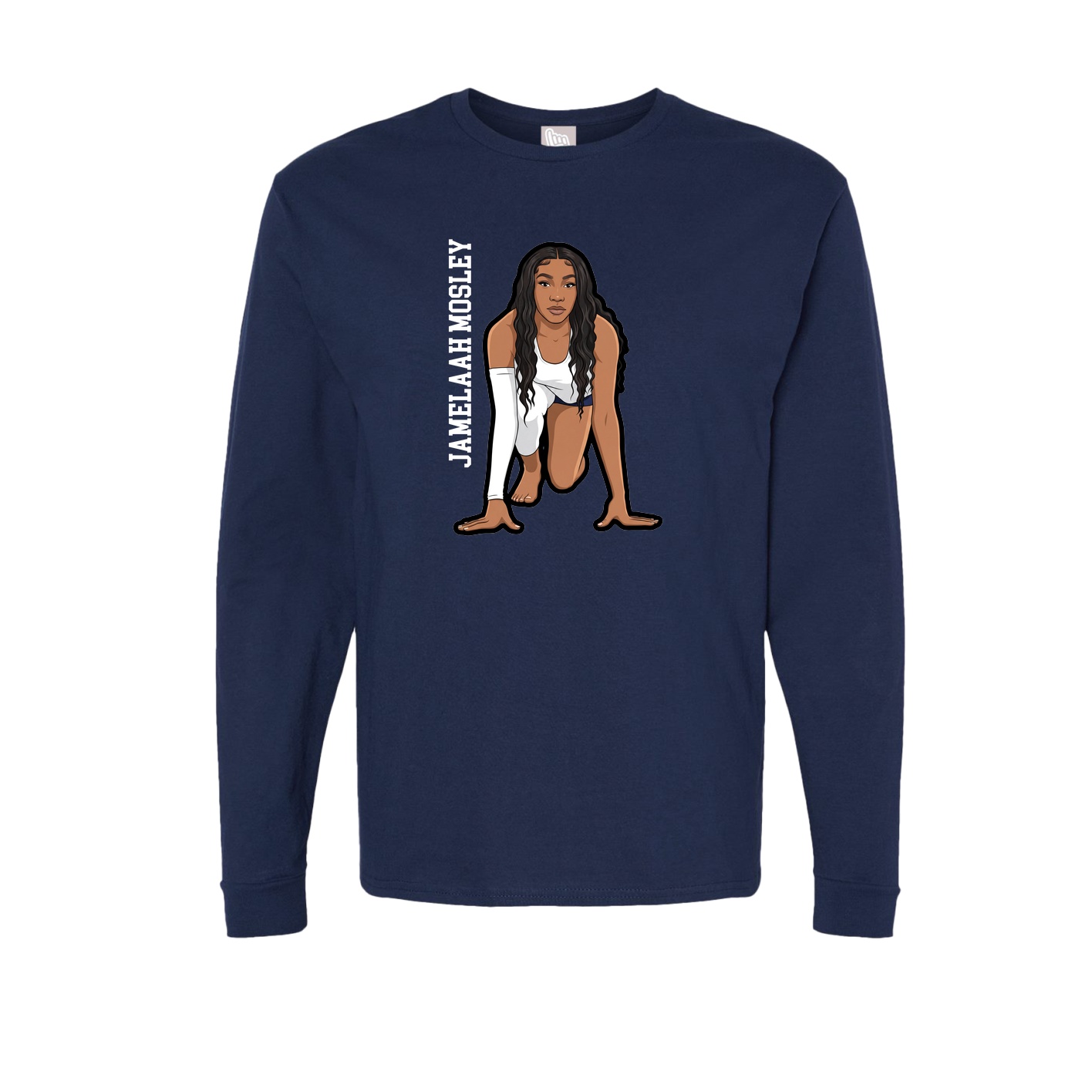 Long Sleeve Tee — Name Vertical in Navy