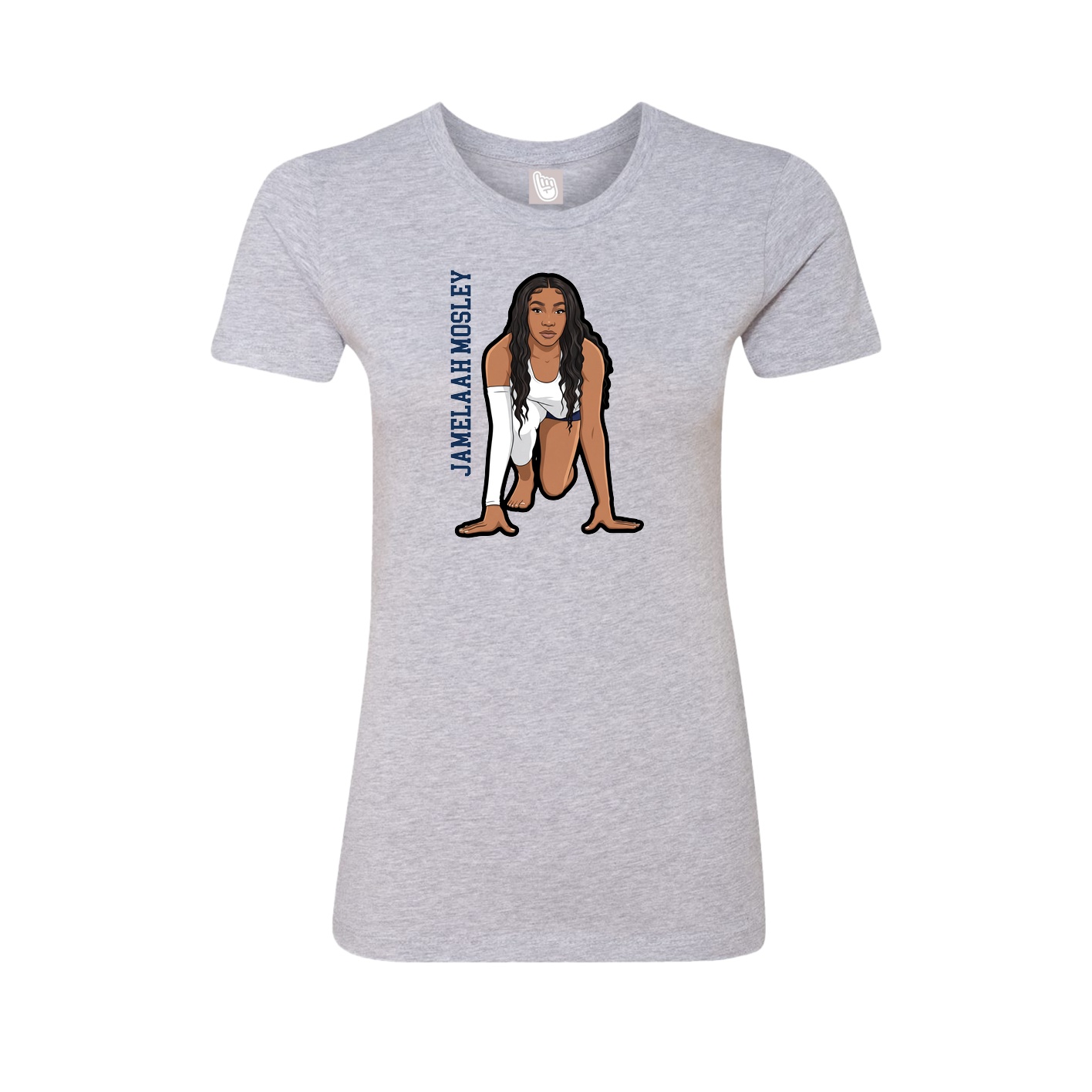 Fitted Women's Tee — Name Vertical in Grey