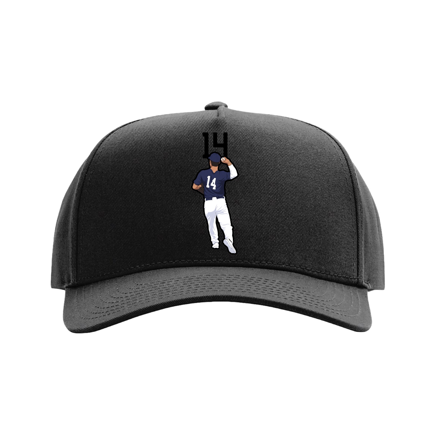 Full Fabric Five-Panel Champ Cap — Number Top in Black