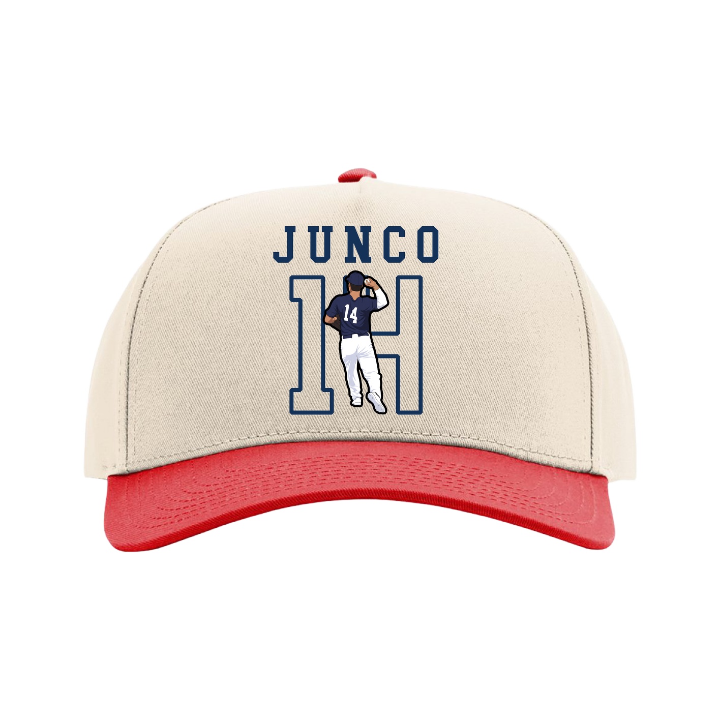 Full Fabric Five-Panel Champ Cap — Shirsey in Cream/Red