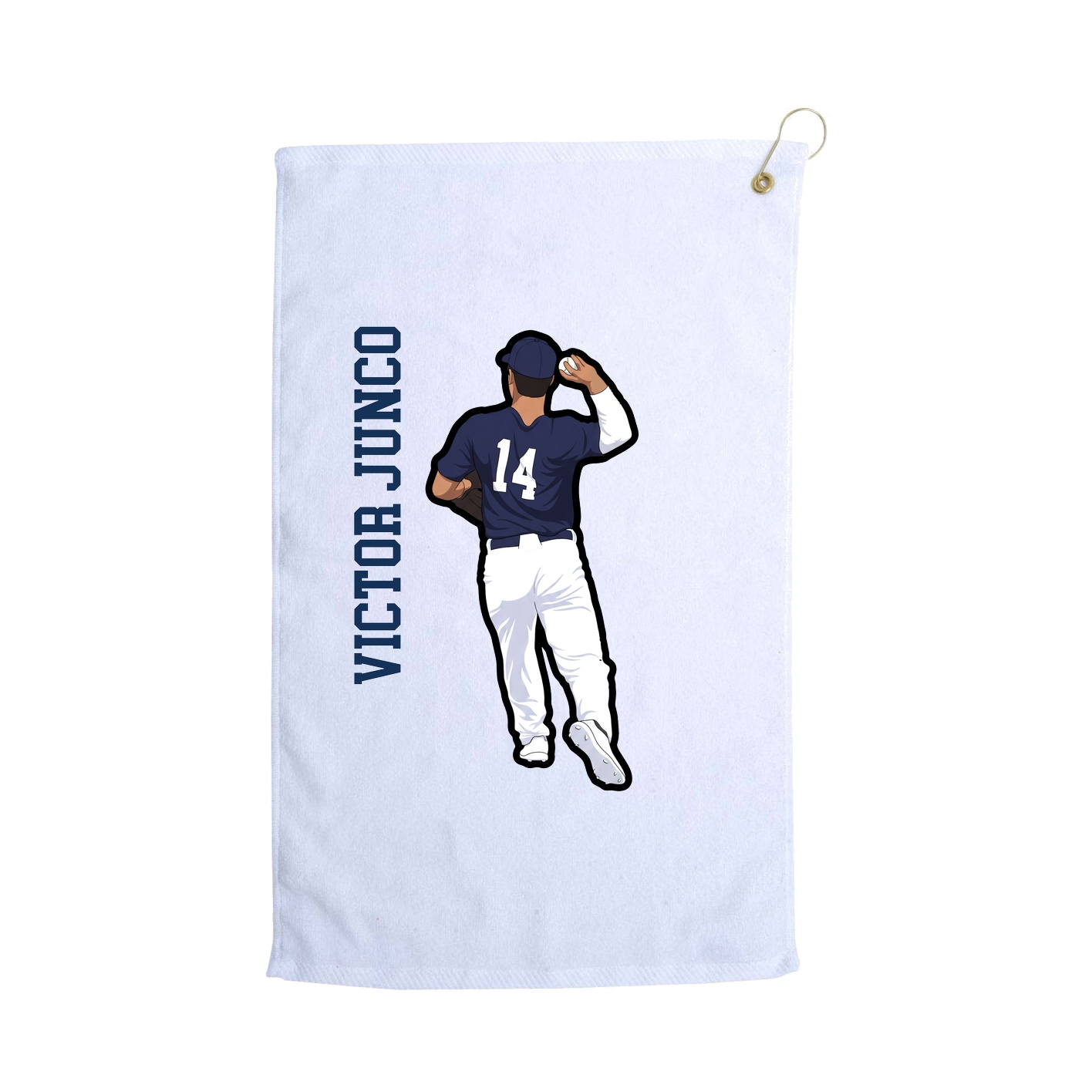 Golf Towel — Name Vertical in White