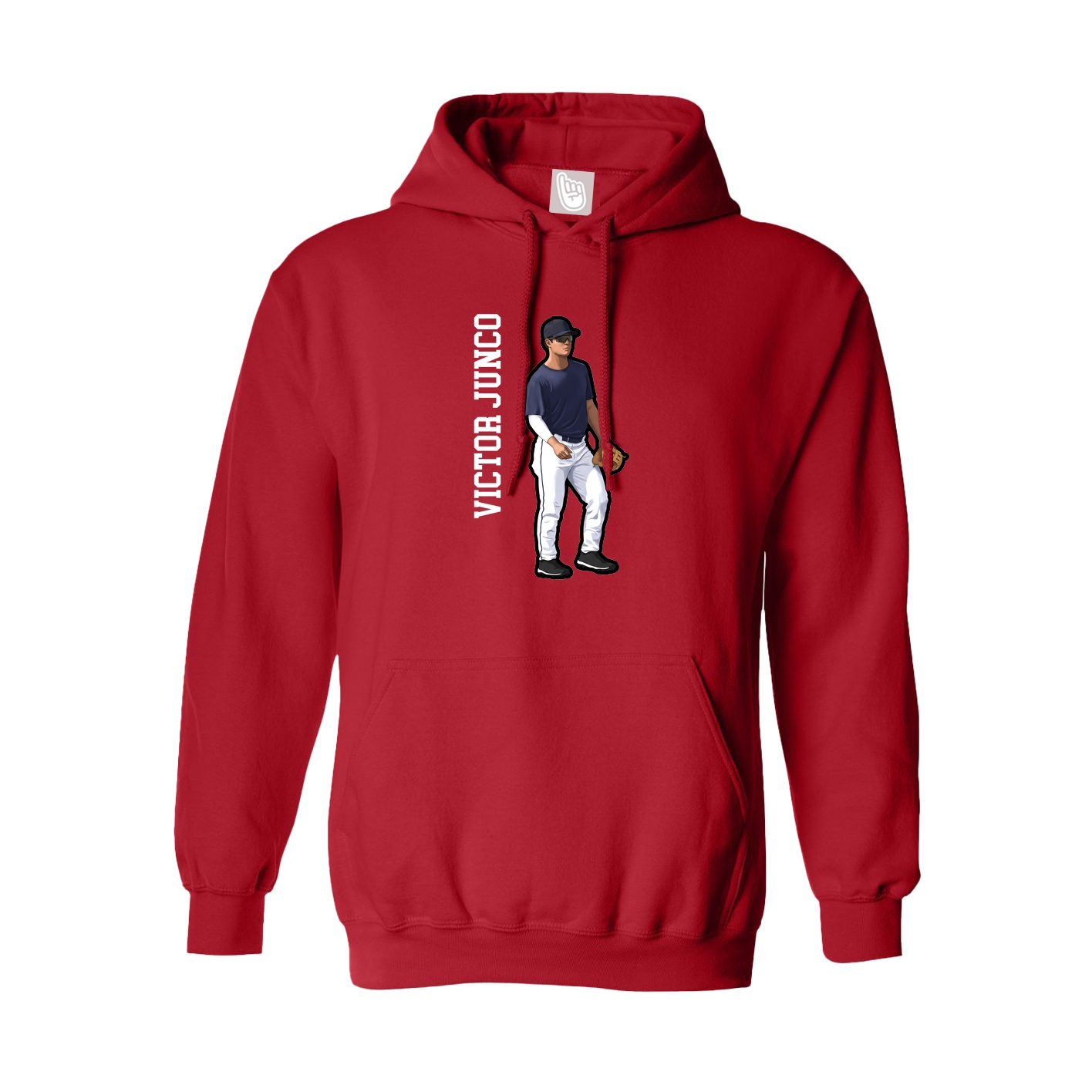Youth Hoodie — Name Vertical in Red