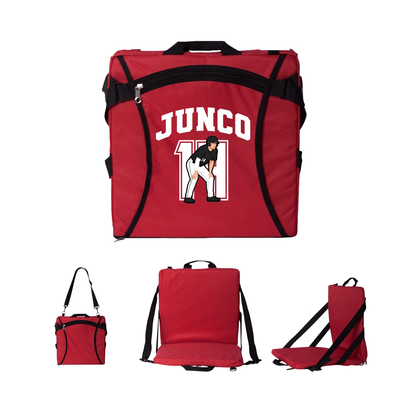 Folding Stadium Seat — Number in Red