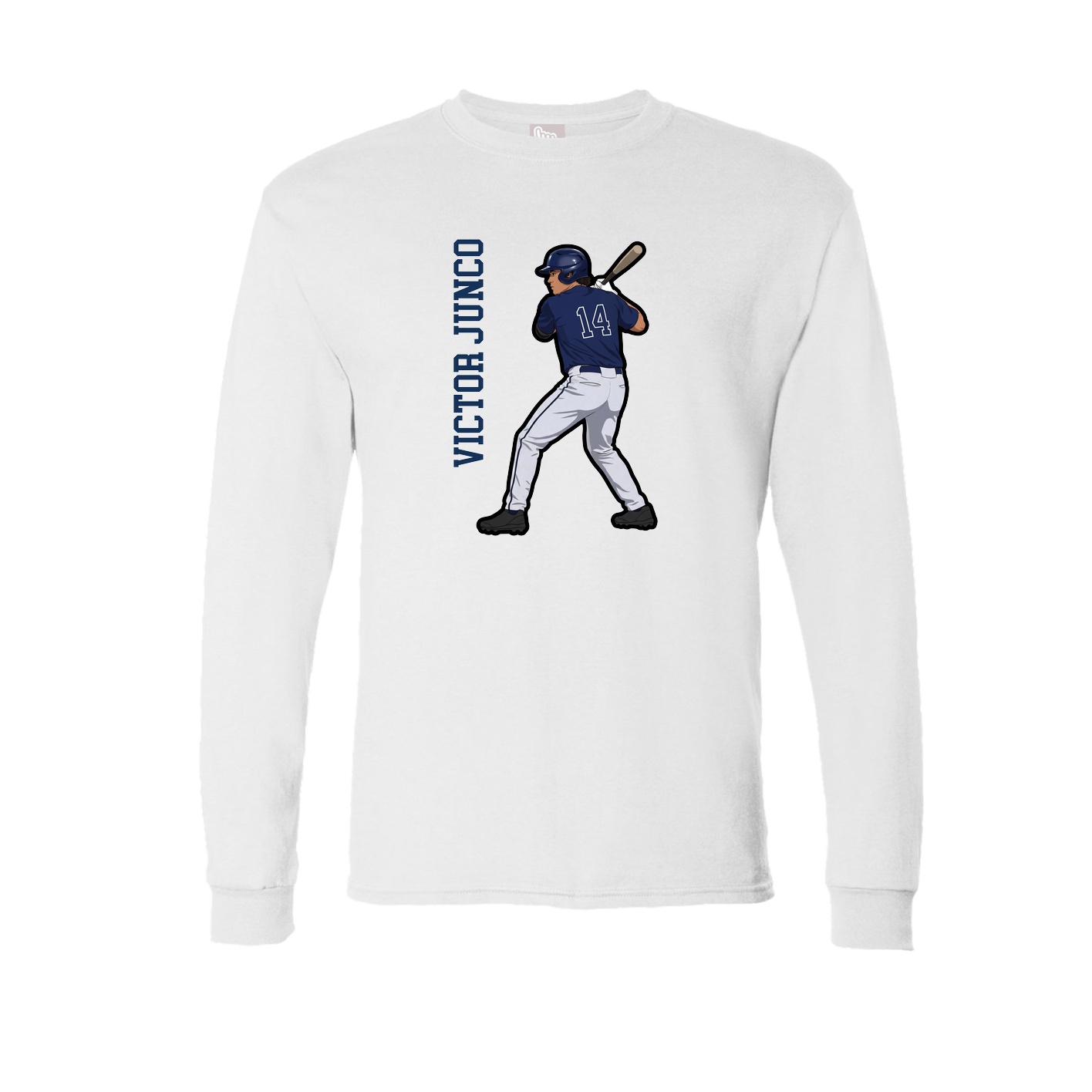 Long Sleeve Tee — Name Vertical in White