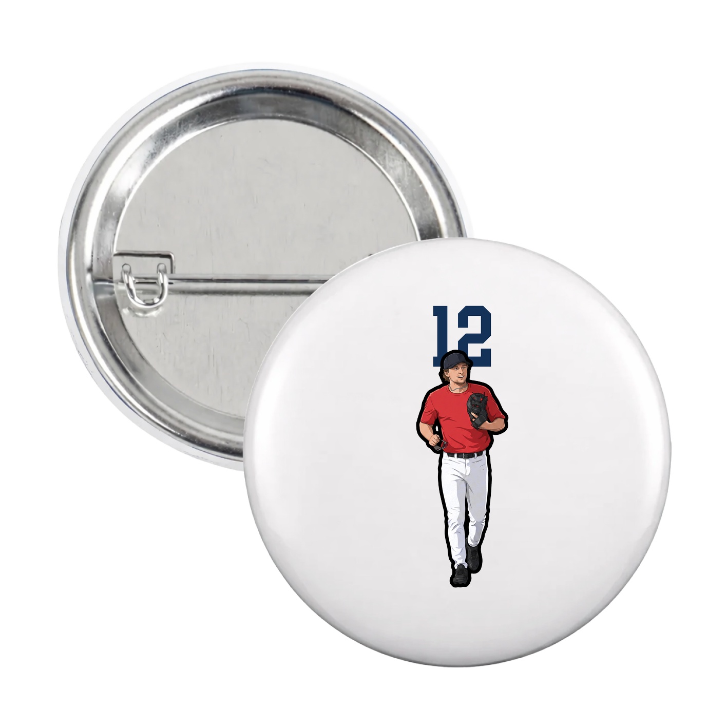 Game Day Button — Number Top in White