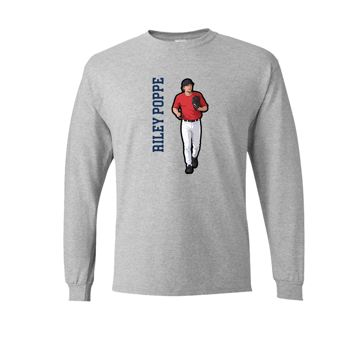 Long Sleeve Tee — Name Vertical in Grey