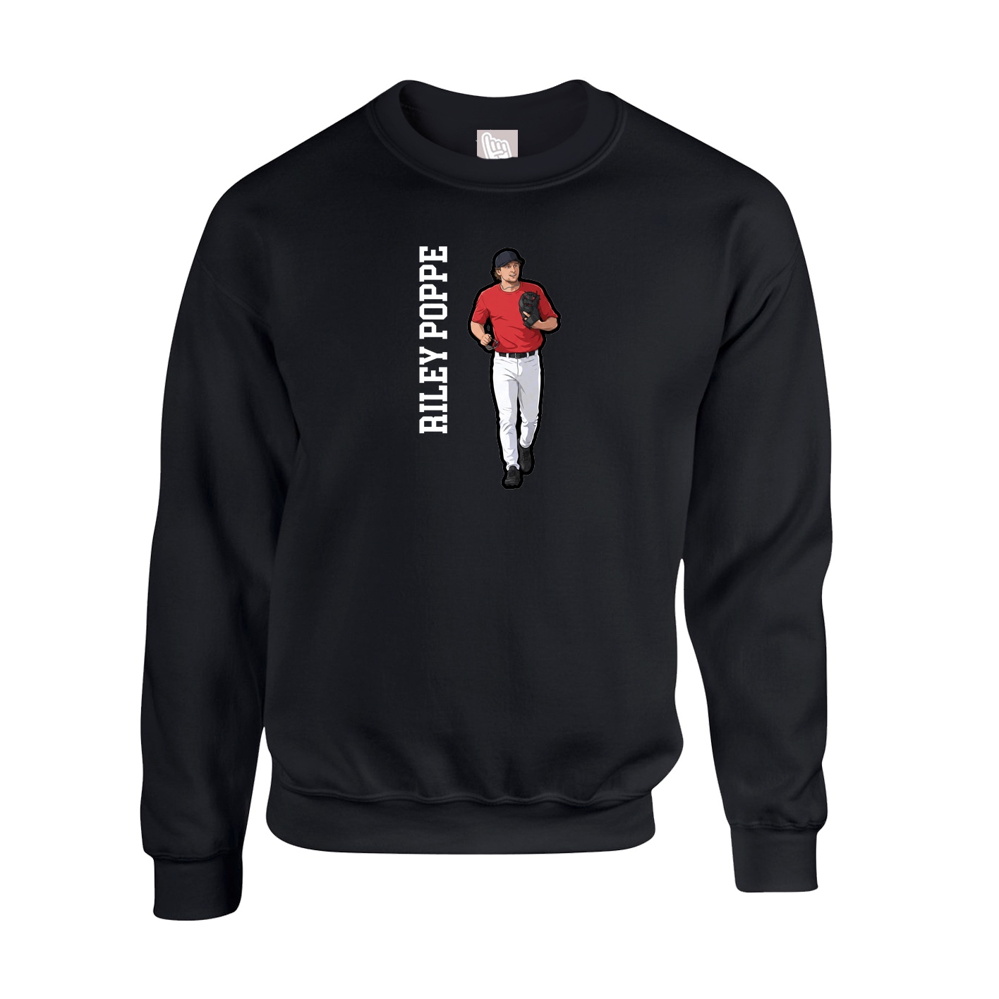 Fleece Crew — Name Vertical in Black
