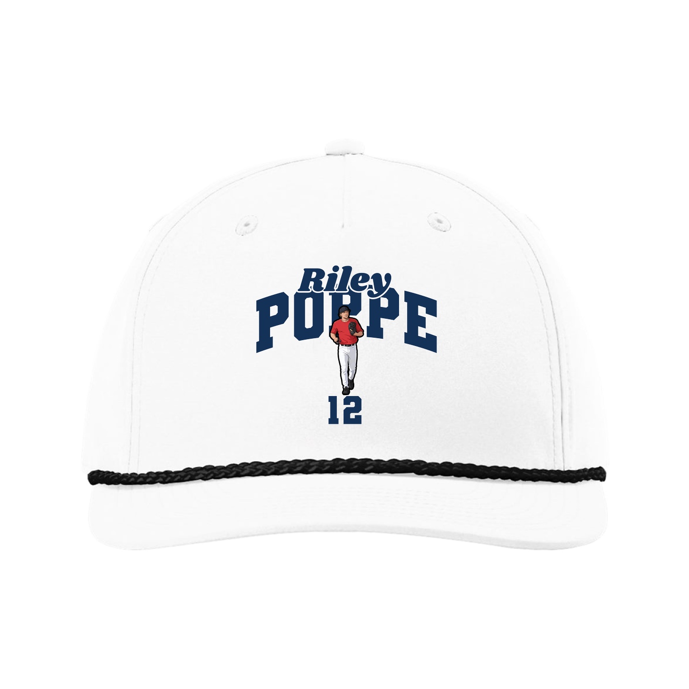 Five-Panel Classic Rope Cap — Signature Arch in White