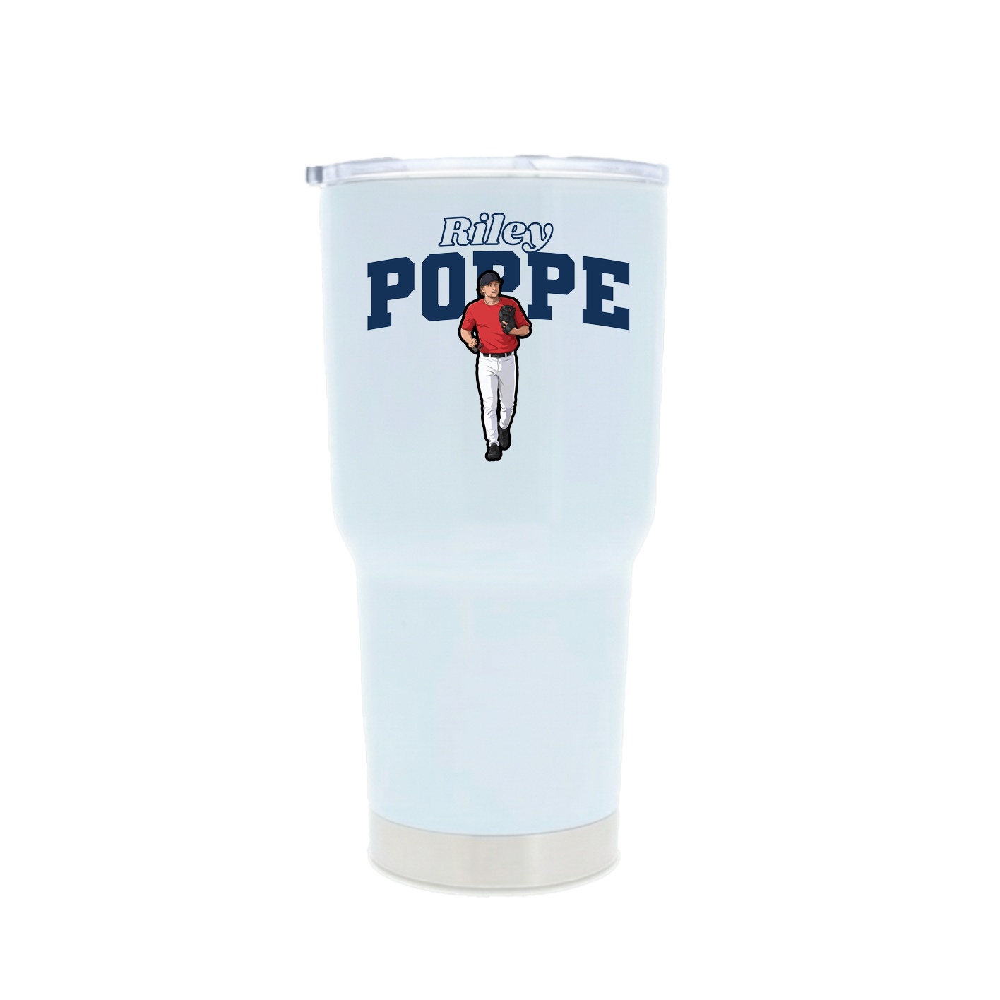 30oz Stainless Steel Tumbler — Name Arch in White