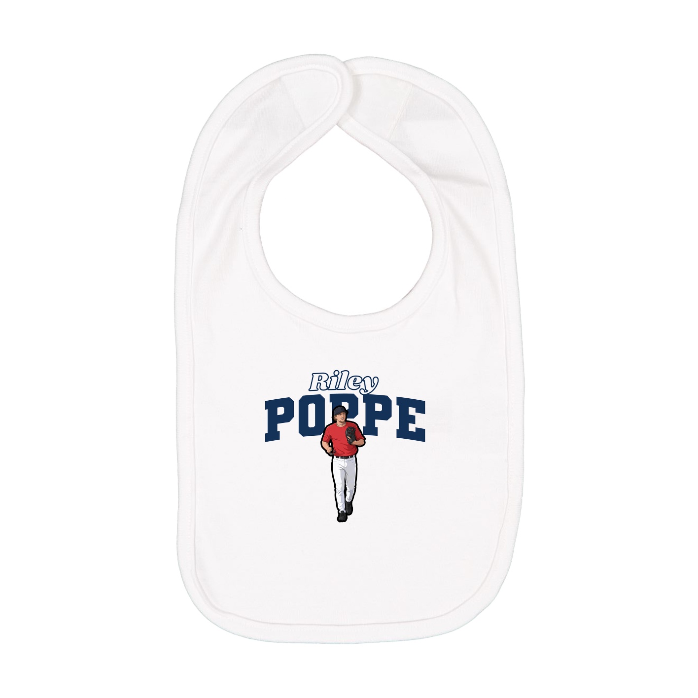 Infant Bib — Name Arch in White