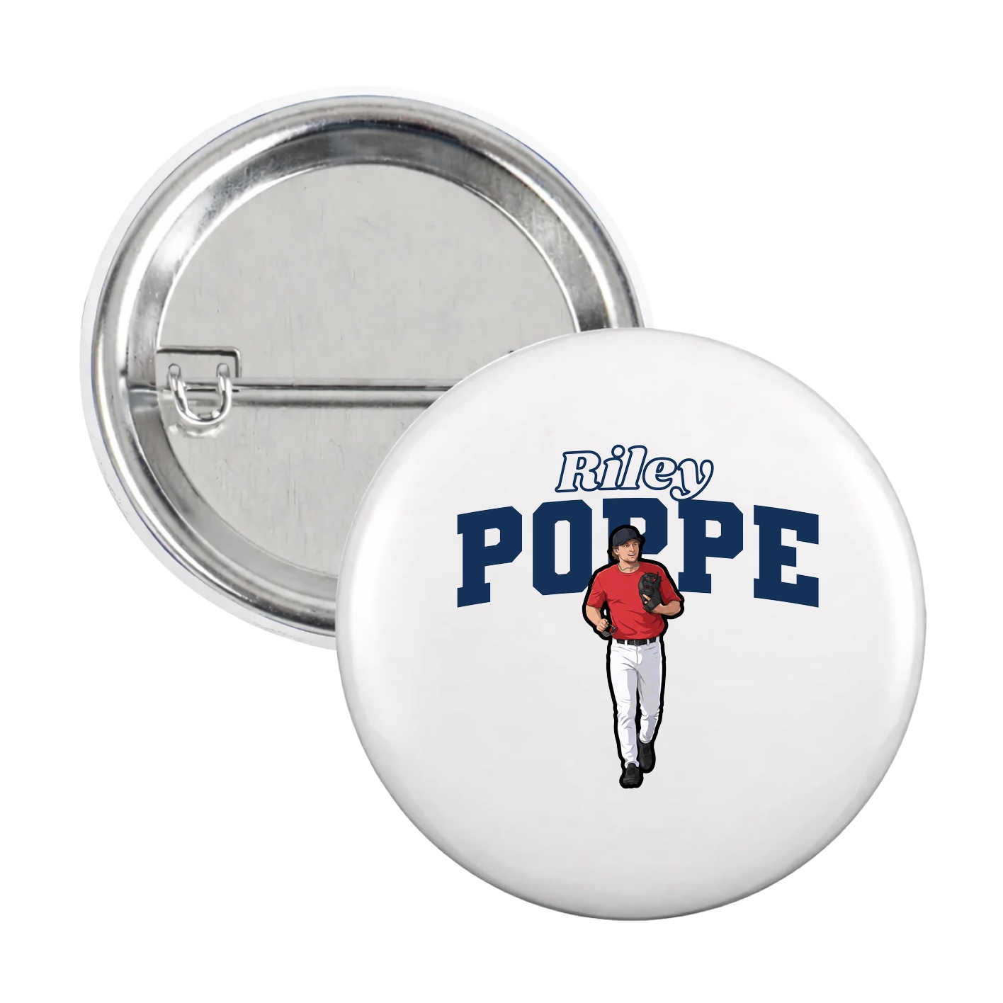 Game Day Button — Name Arch in White