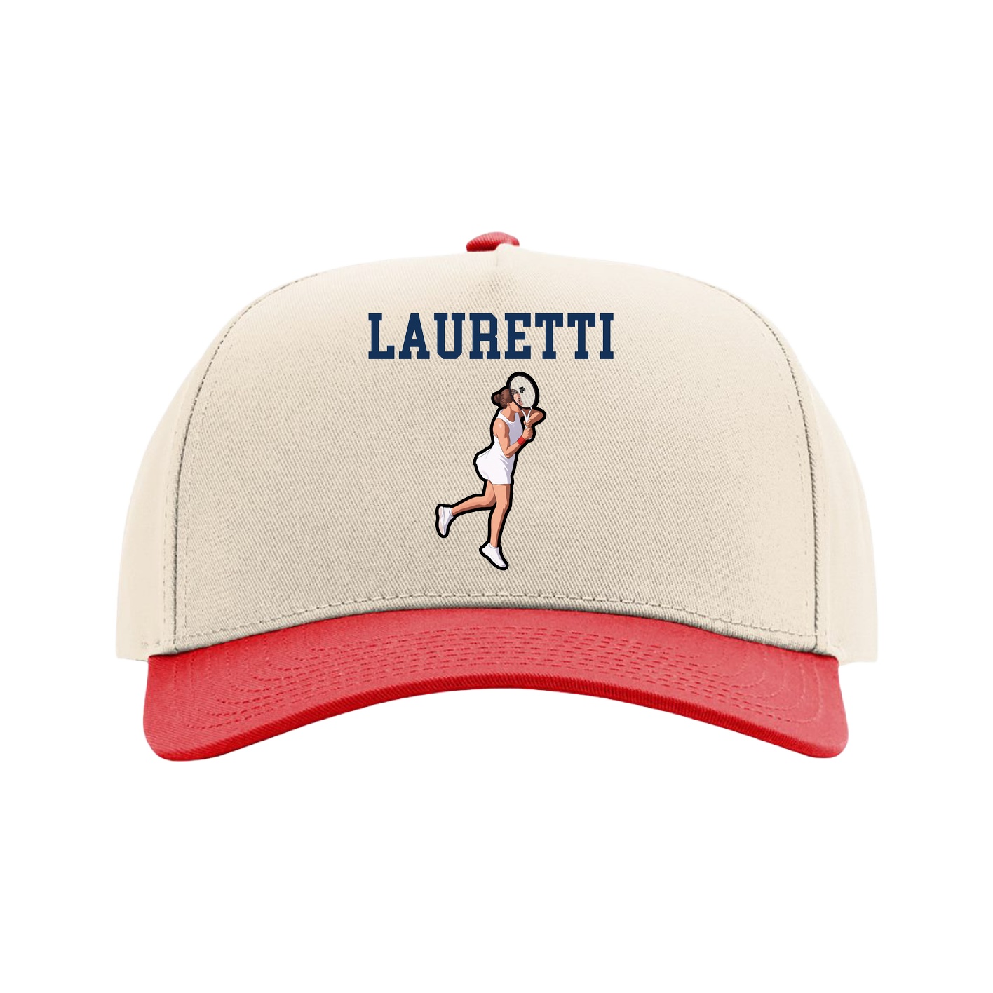 Full Fabric Five-Panel Champ Cap — Shirsey in Cream/Red