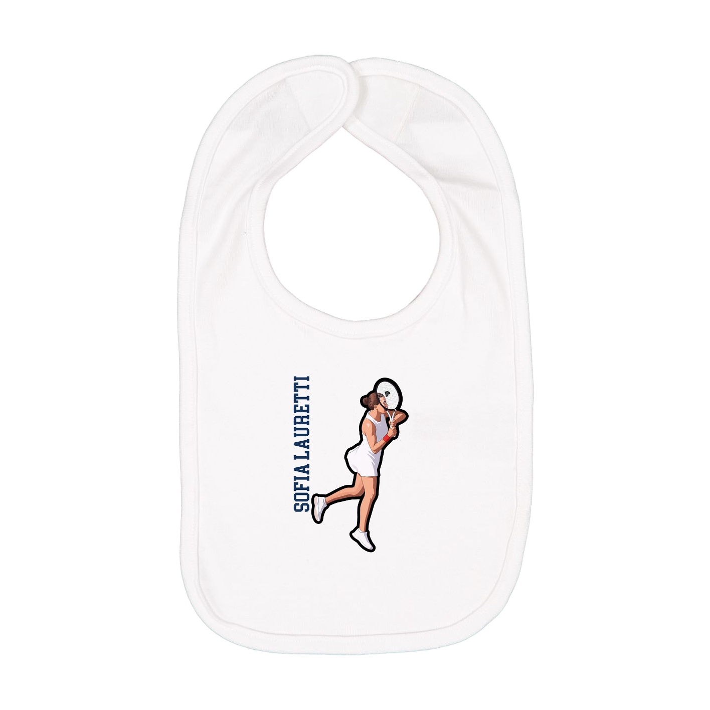 Infant Bib — Name Vertical in White
