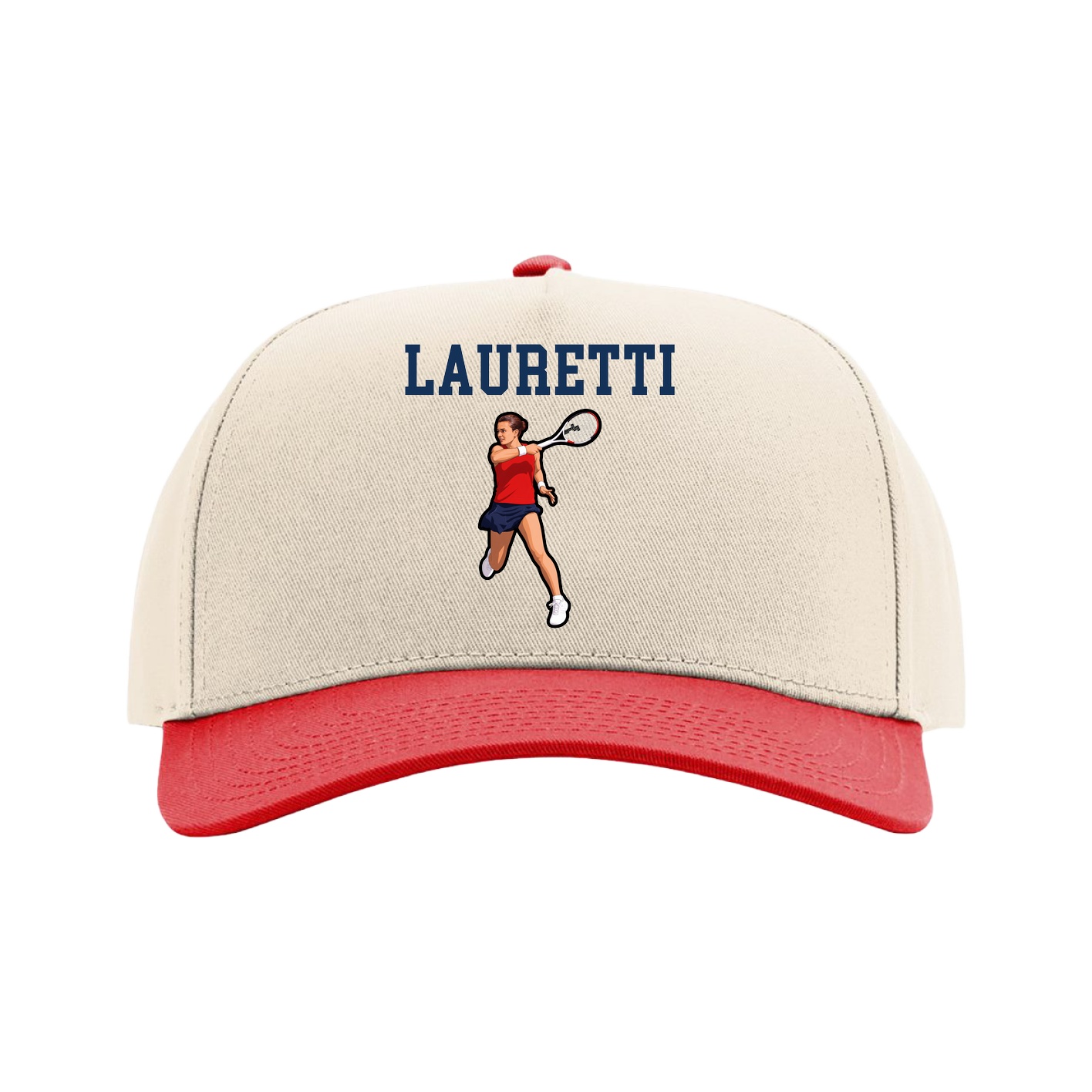Full Fabric Five-Panel Champ Cap — Shirsey in Cream/Red