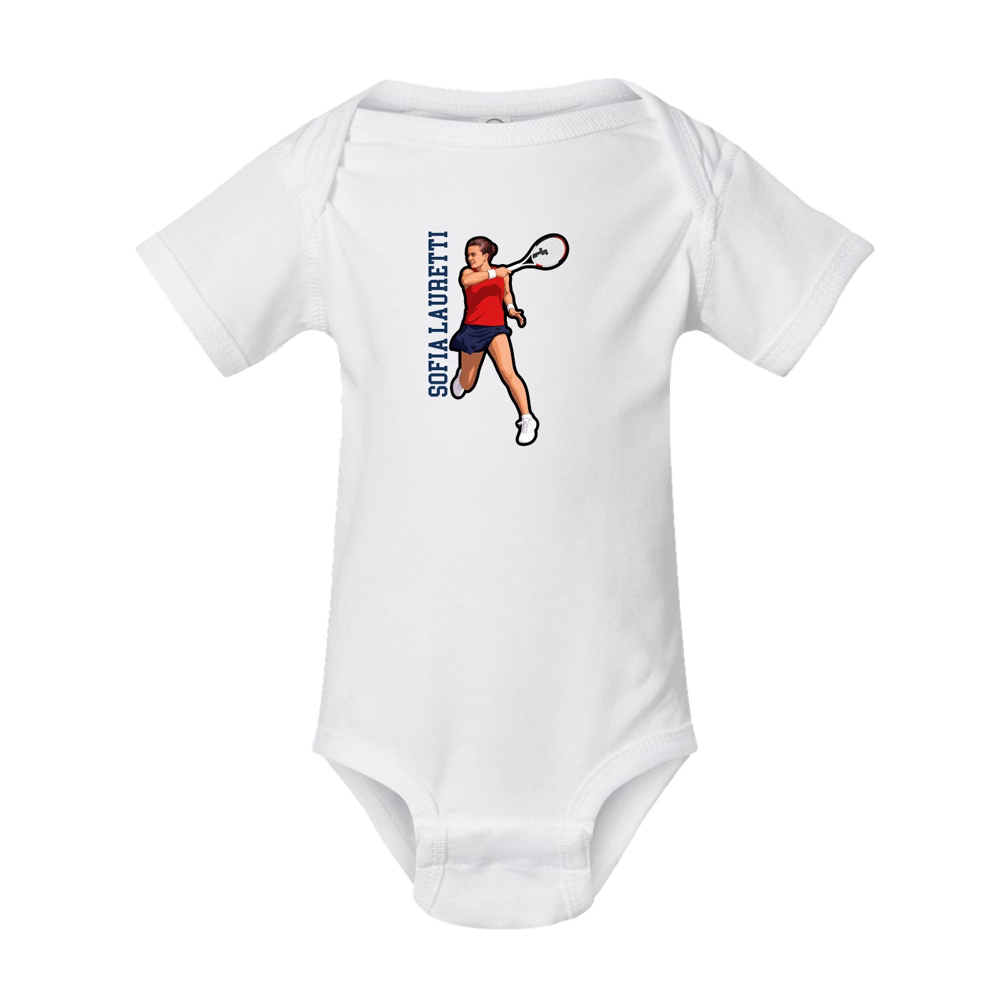 Baby Onesie — Name Vertical in White
