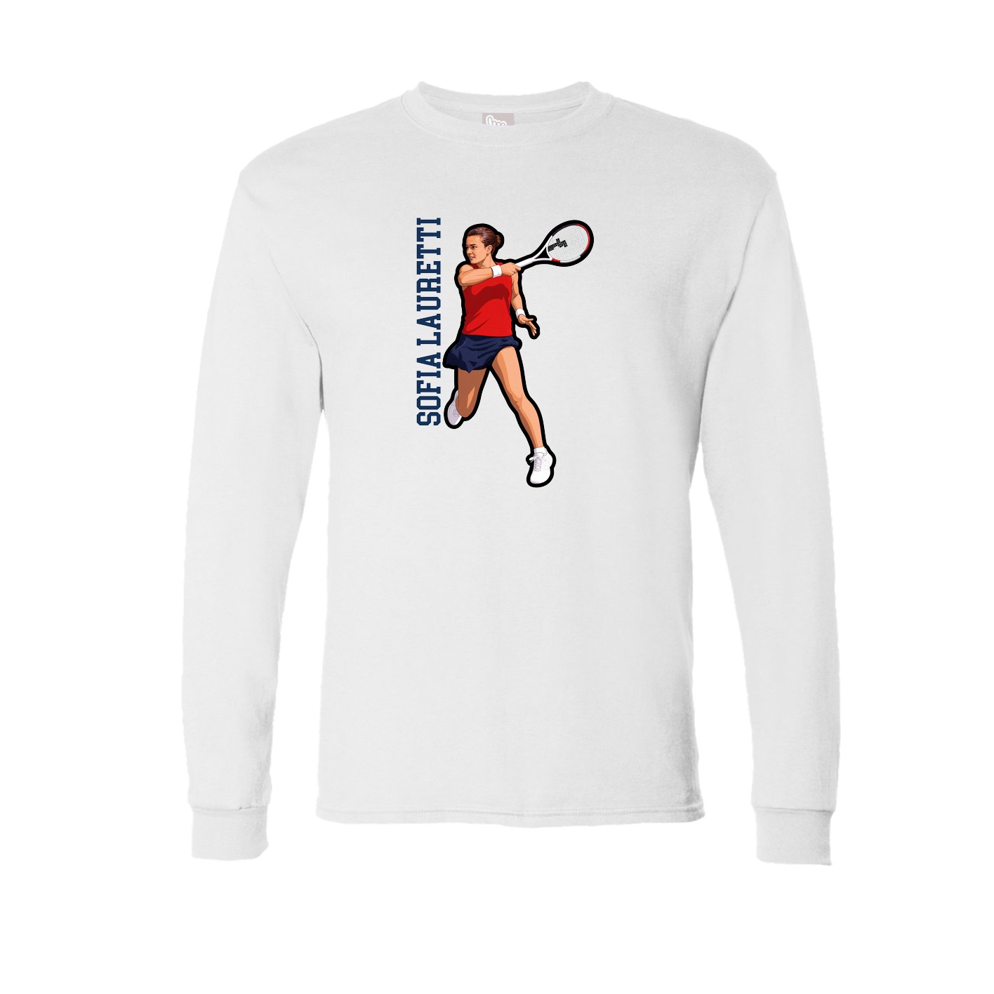 Long Sleeve Tee — Name Vertical in White
