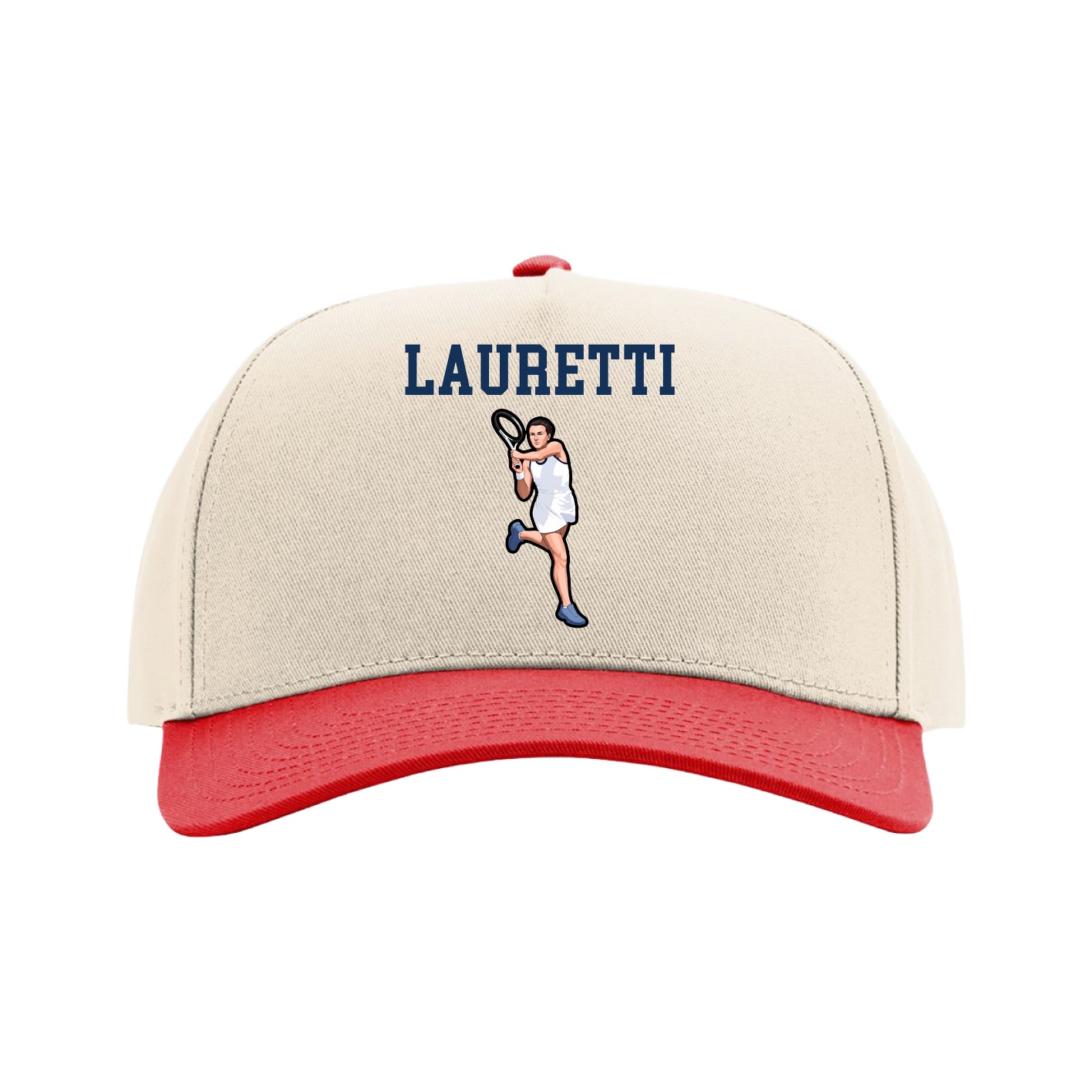Full Fabric Five-Panel Champ Cap — Shirsey in Cream/Red