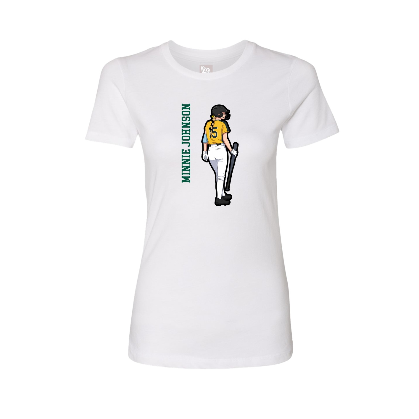 Fitted Women's Tee — Name Vertical in White
