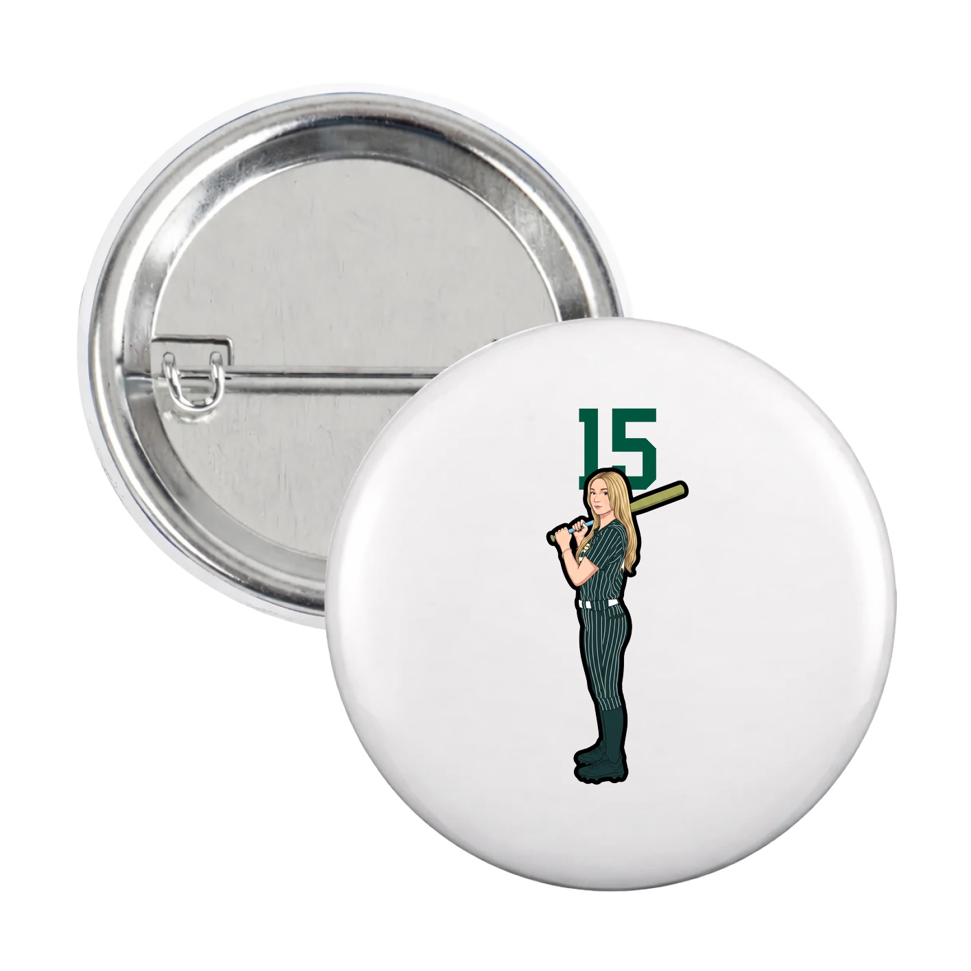 Game Day Button — Number Top in White