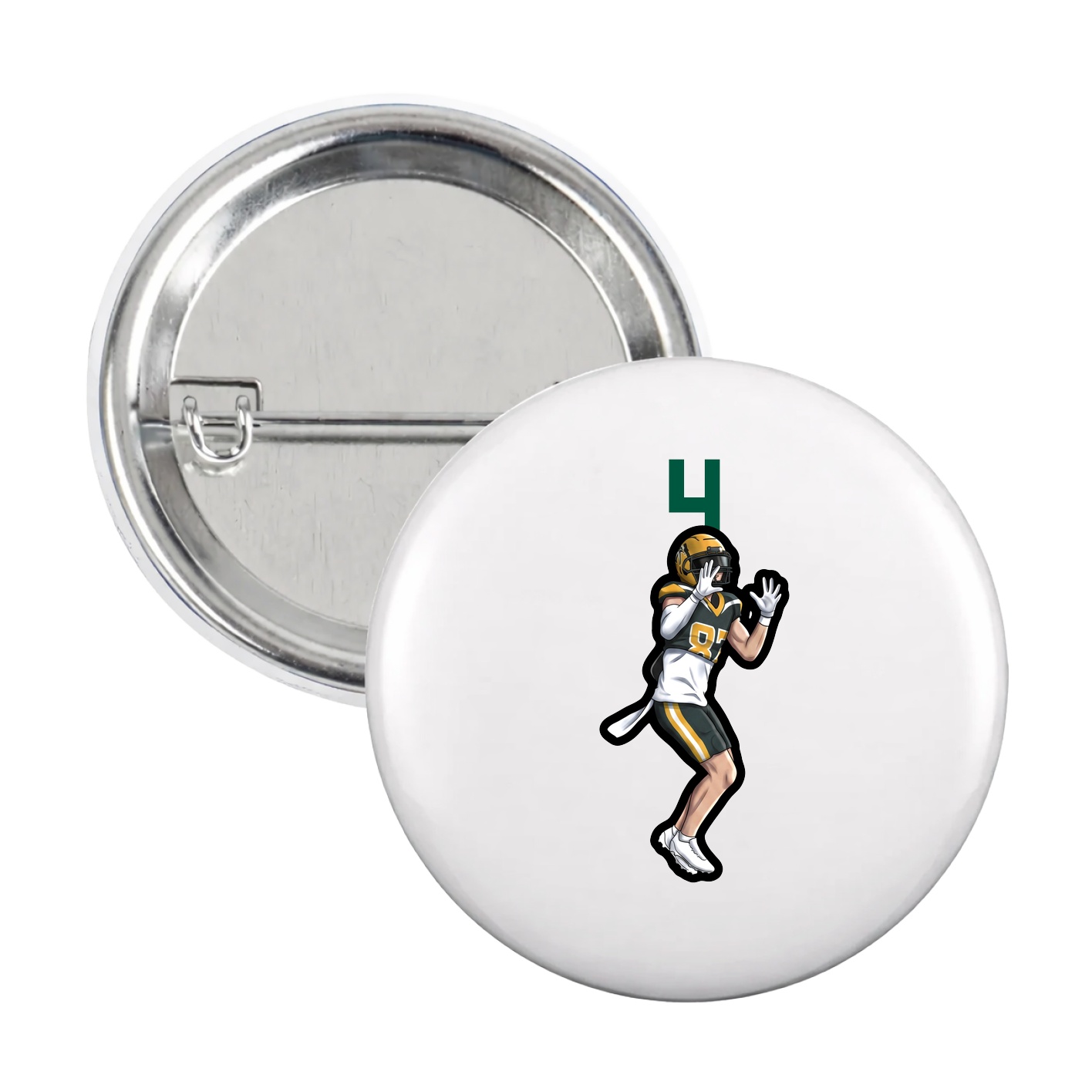 Game Day Button — Number Top in White