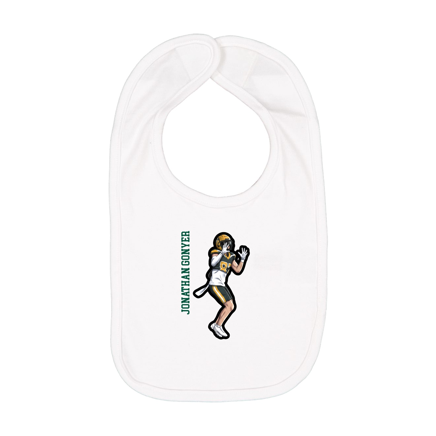 Infant Bib — Name Vertical in White
