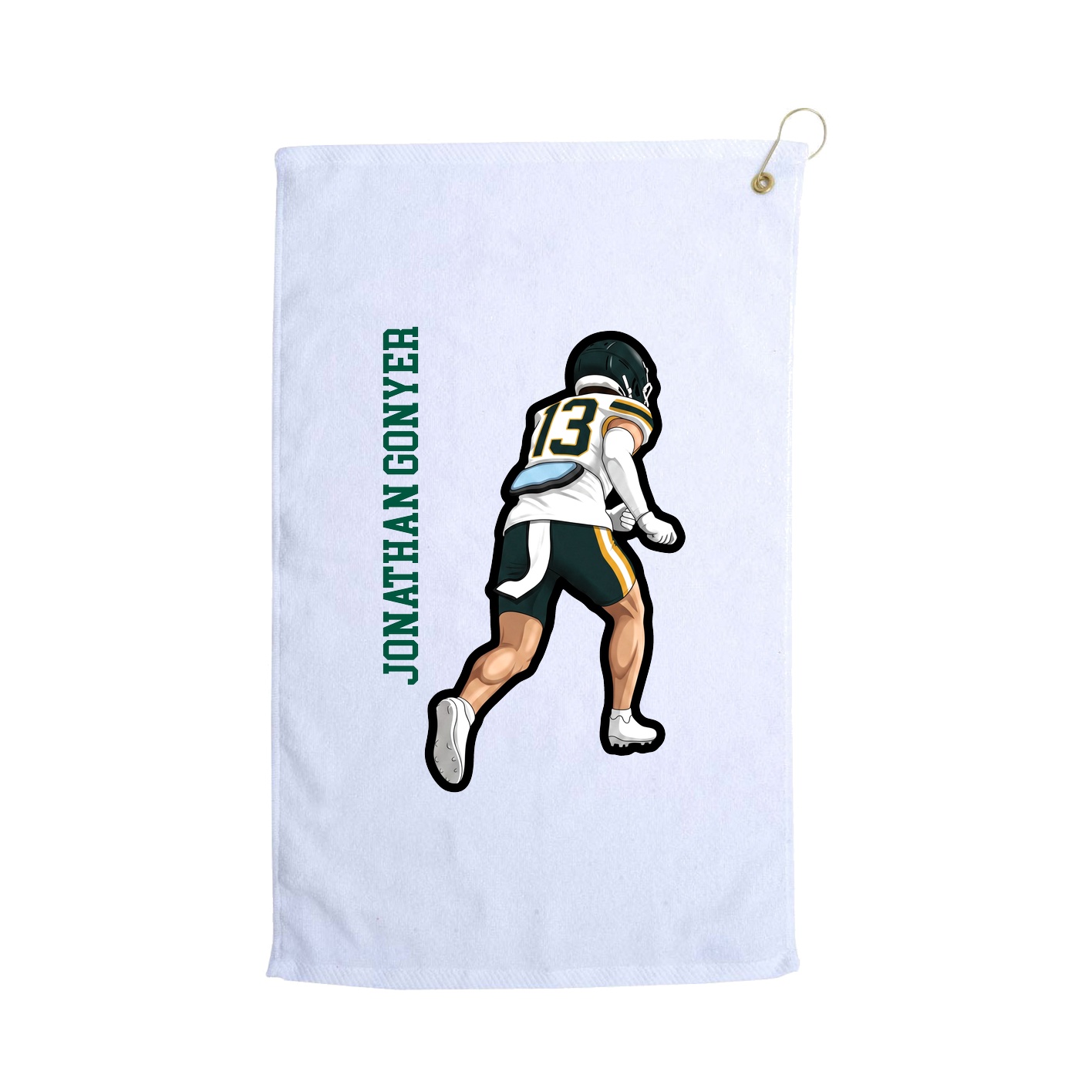 Golf Towel — Name Vertical in White