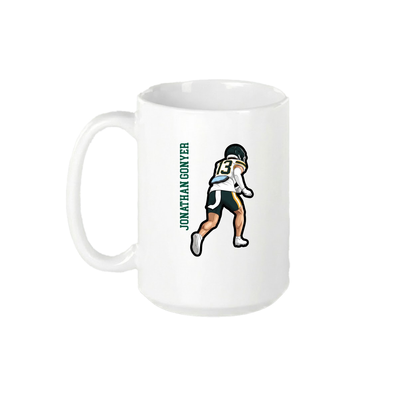15oz Coffee Mug — Name Vertical in White