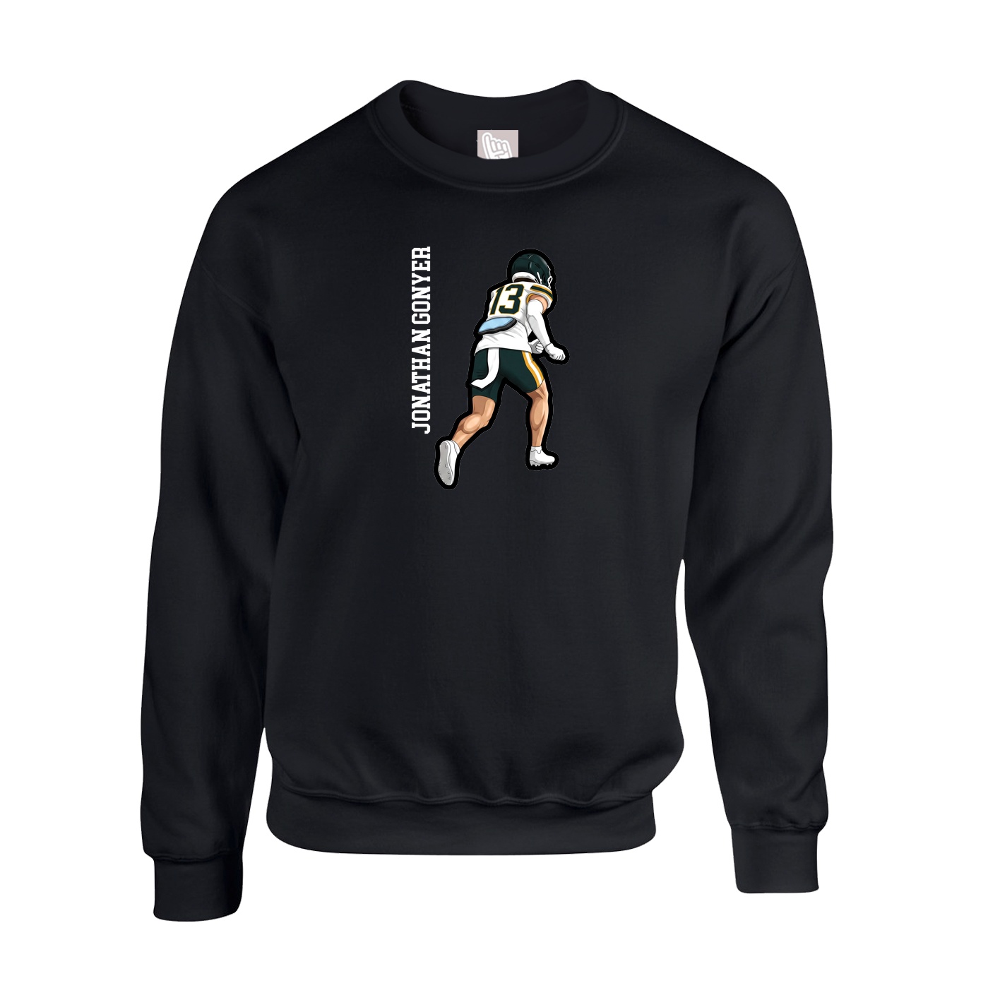 Fleece Crew — Name Vertical in Black